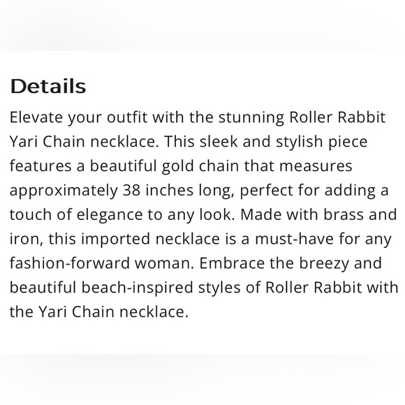 Roller Rabbit Yari Gold Chain Necklace - Picture 2 of 3